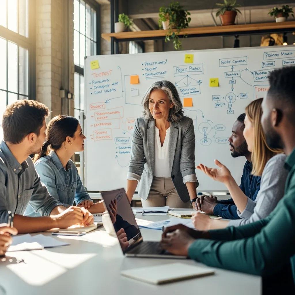 Senior leader actively listening to team members, showcasing effective communication practices