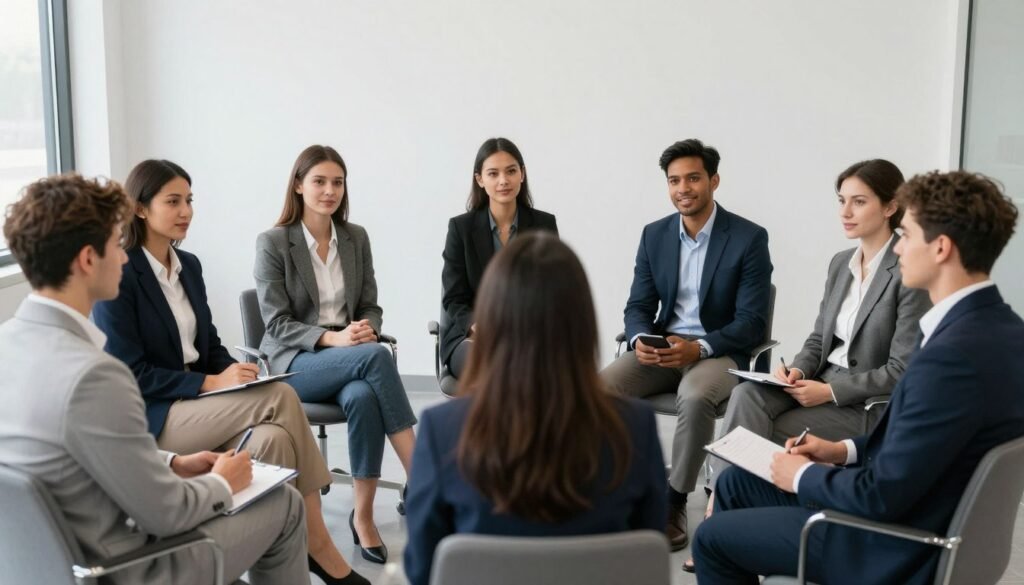 A diverse group of entrepreneur leaders sitting in a modern boardroom for a support group meeting, collaborative and supportive environment, photorealistic. A diverse group of entrepreneur leaders sitting in a modern boardroom for a support group meeting, collaborative and supportive environment, photorealistic.