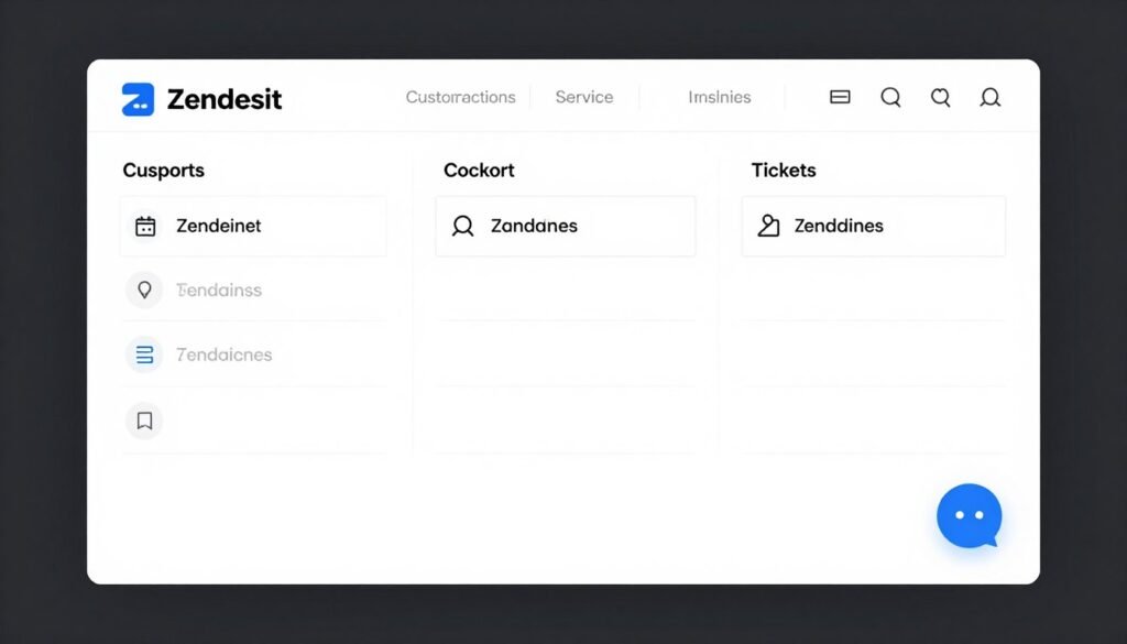 A clean, minimalist user interface design of Zendesk customer service software with organized support tickets and a friendly chat icon. A clean, minimalist user interface design of Zendesk customer service software with organized support tickets and a friendly chat icon.