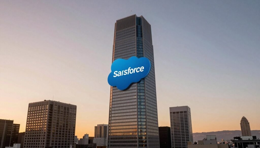 An editorial photo of the Salesforce Tower in San Francisco at sunset, symbolizing a successful saas CRM platform dominating the skyline, cinematic lighting. An editorial photo of the Salesforce Tower in San Francisco at sunset, symbolizing a successful saas CRM platform dominating the skyline, cinematic lighting.